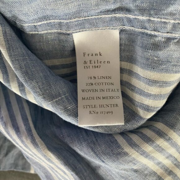 Frank & Eileen Size XS Small Hunter Linen Mini Shirt Dress Striped Blue White - Picture 4 of 5